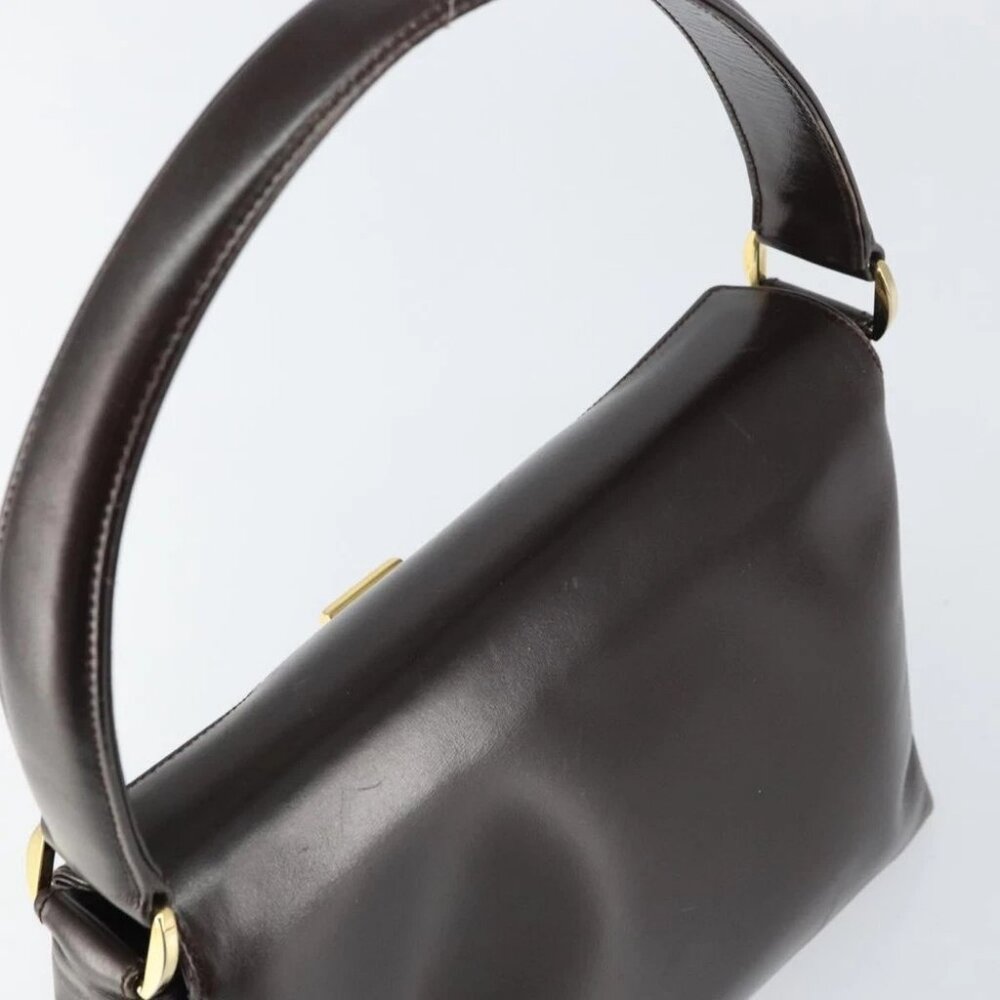 GUCCI Hand Bag Leather Dark Brown Gold - Picture 5 of 15